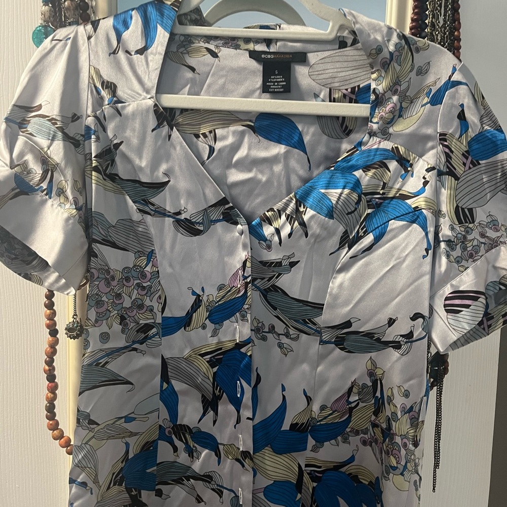 BCBG vintage silk blouse with tie